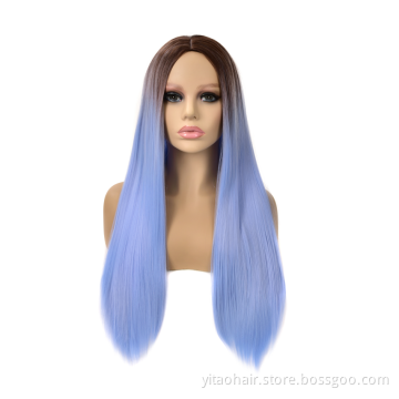ZYR Long Wavy Synthetic Lace Front Wig Glueless Purple High Temperature Heat Resistant Fiber Hair Wigs for Women Light Swiss HEN